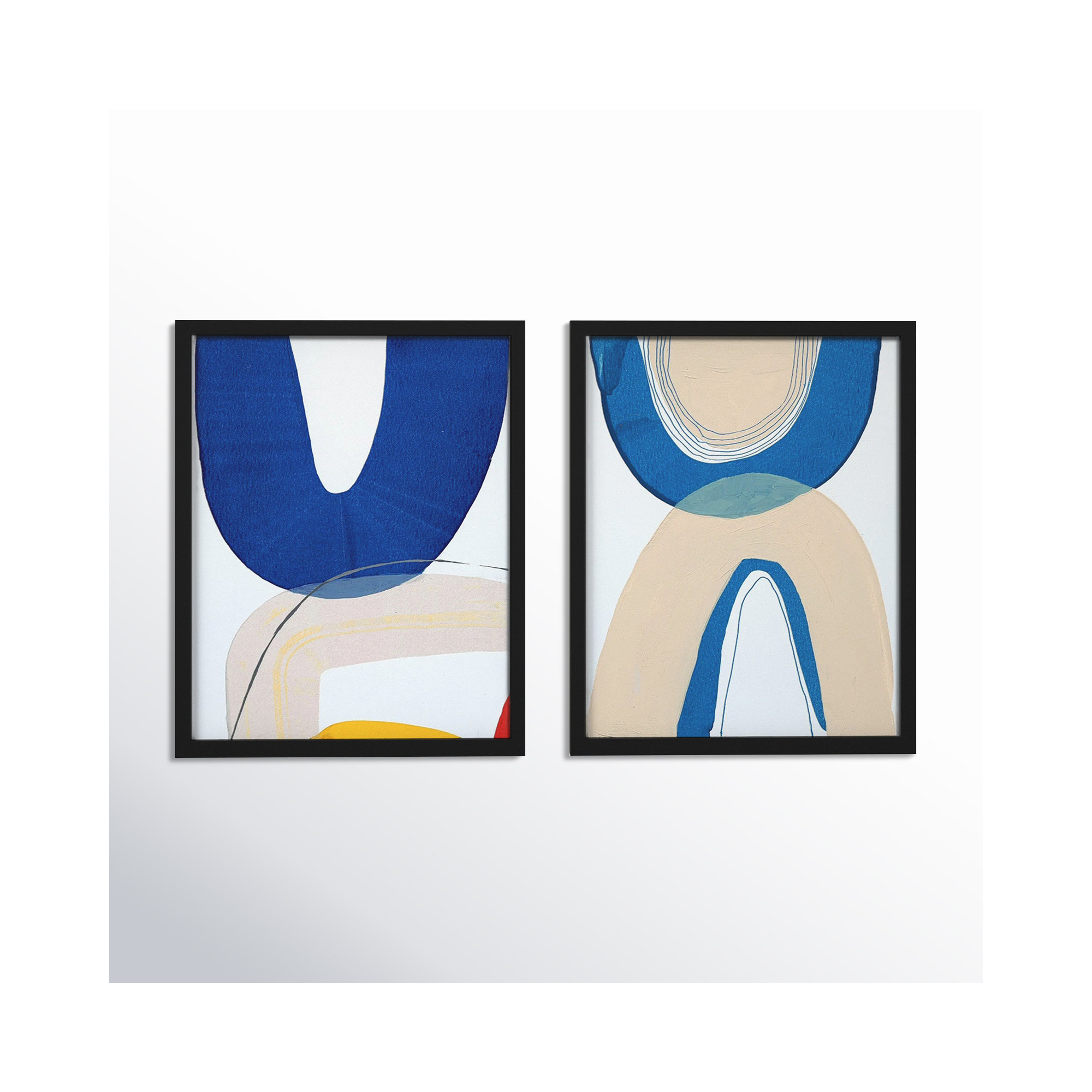 Unity Set Of 2 by Andrea Stokes, 20" H x 32" W x 1.25" D, Black Framed