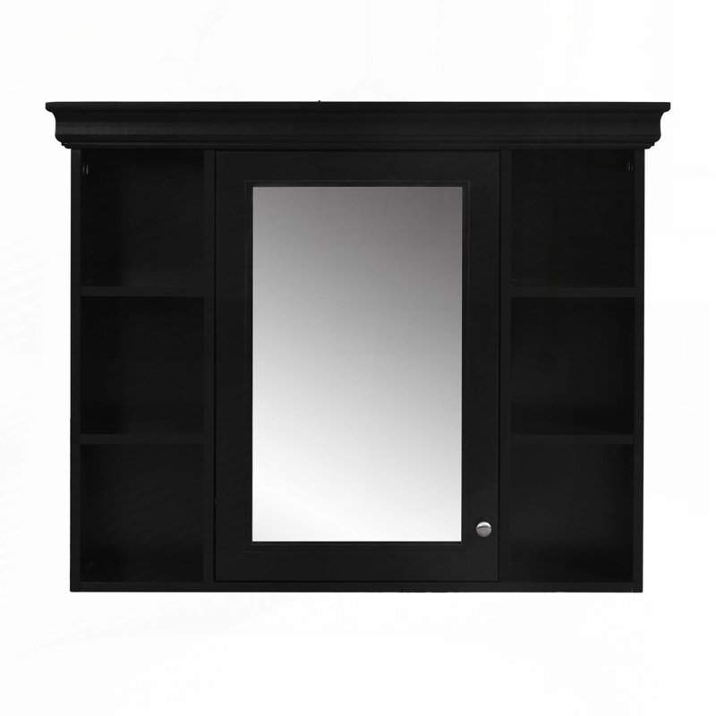 Armoire de rangement murale avec porte miroir, Noir