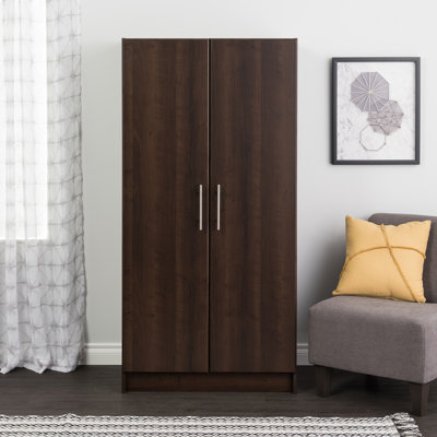 Armoire-penderie de 65 po de hauteur Bucholz, armoire de rangement avec rail de suspension et tablettes pour le salon, la cuisine et la salle de lavage, P 24,5 po x l 32 po x H 65 po, blanc