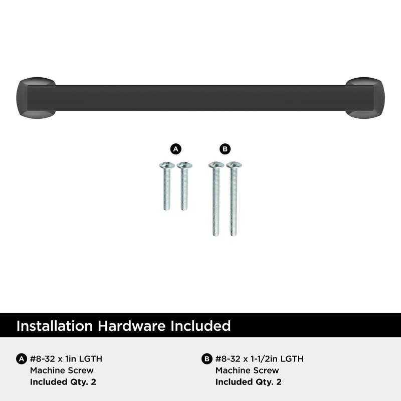Poignée d'armoire hybride centre-à-centre noir hybride 6 5/16 po (160 mm) - paquet de 25, 6 5/16", Noir mat