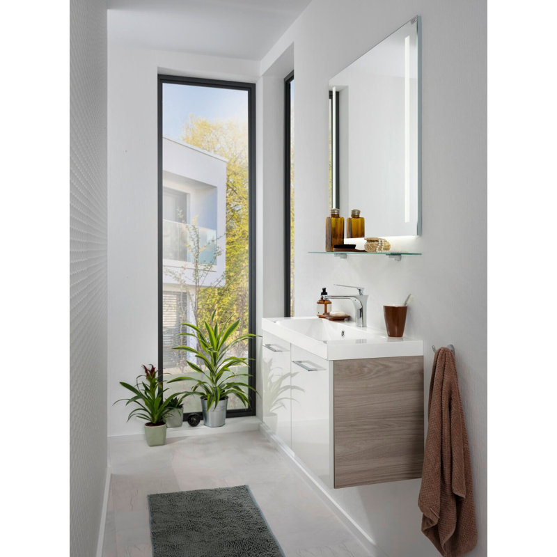 Lima 80cm Single Bathroom Vanity Base Only, Stone Ash / White