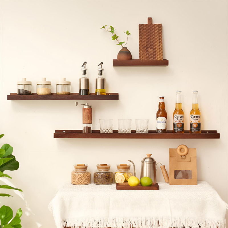 Tablette murale flottante en bois massif, H 1,57 po x l 35,43 po x P 3,9 po
