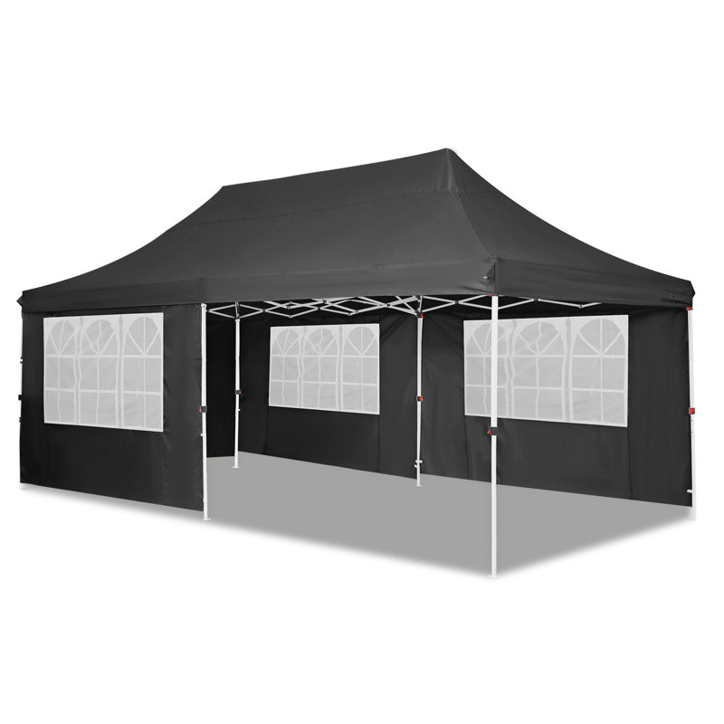 10x20 Pop Up Canopy Tent,Waterproof Commercial Ez Outdoor Canopies Instant Gazebo UV Protection 50+ Event Shelter, Black