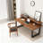 Light-walnut + Black Rectangular Solid Wood + Iron desk-514455788