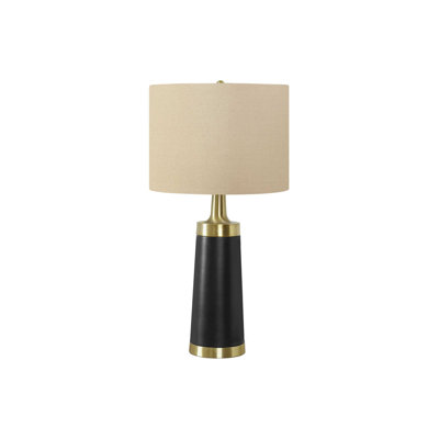 28"h, Table Lamp, Black Metal, Beige Shade, Contemporary