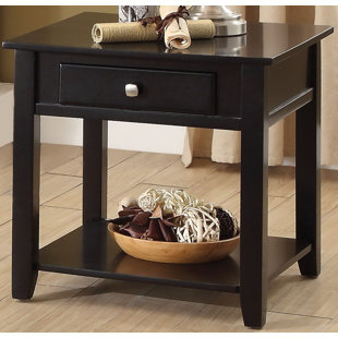 Avila Solid Wood Top End Table with Storage