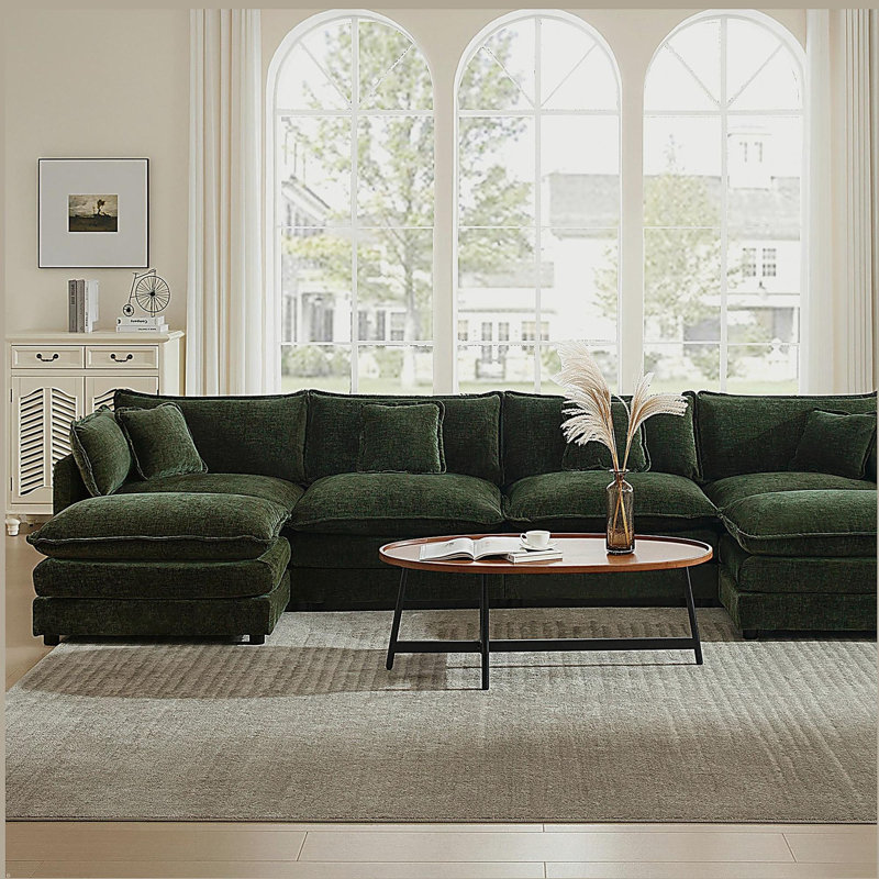 Canapé Comfort U, H 32,94 po x l 146,5 po x P 34,94 po, Vert