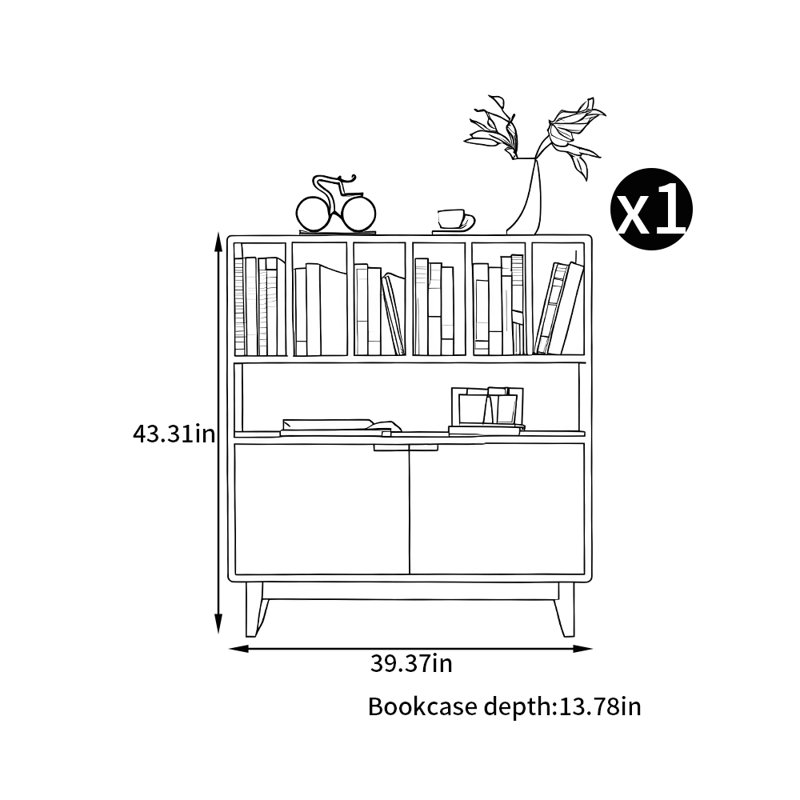 Petite bibliothèque de style nordique en bois massif pur
