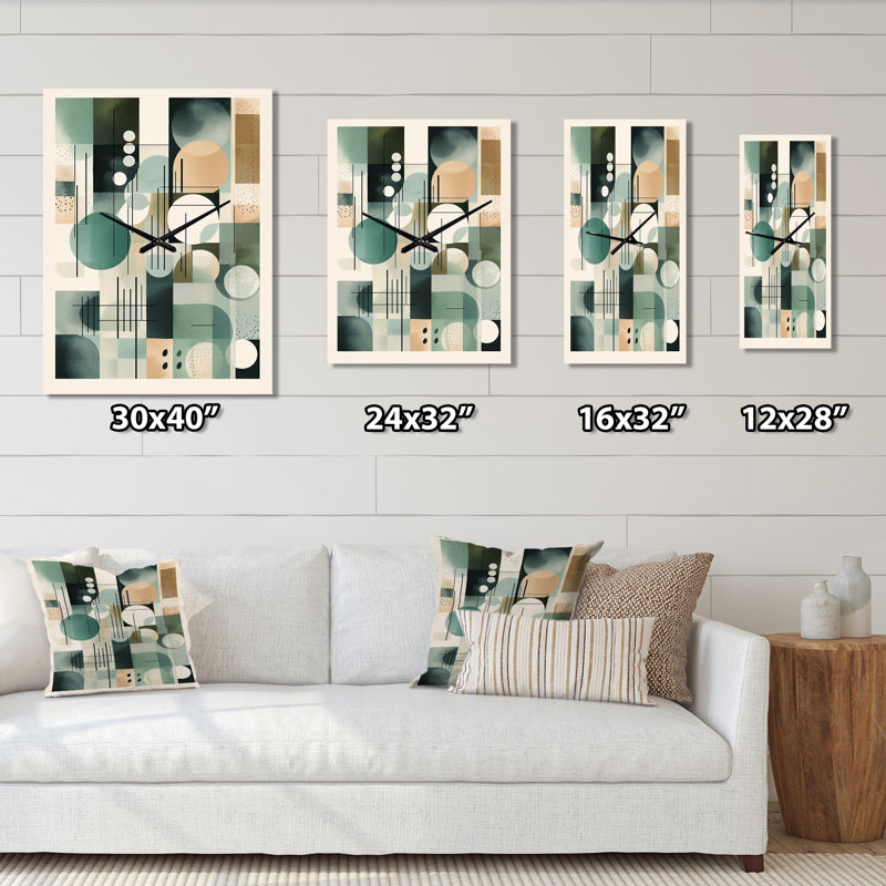 Horloge murale verte et noire Minimalisme Quiet Profondeurs I - Minimalisme, H 32 po x l 24 po x P 1 po