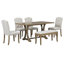 Ensemble de table de salle à manger de ferme 6 pièces TREXM, table à tréteaux rectangulaire et 4 chaises et banc rembourrés pour la salle à manger (bois naturel délavé)-256683711