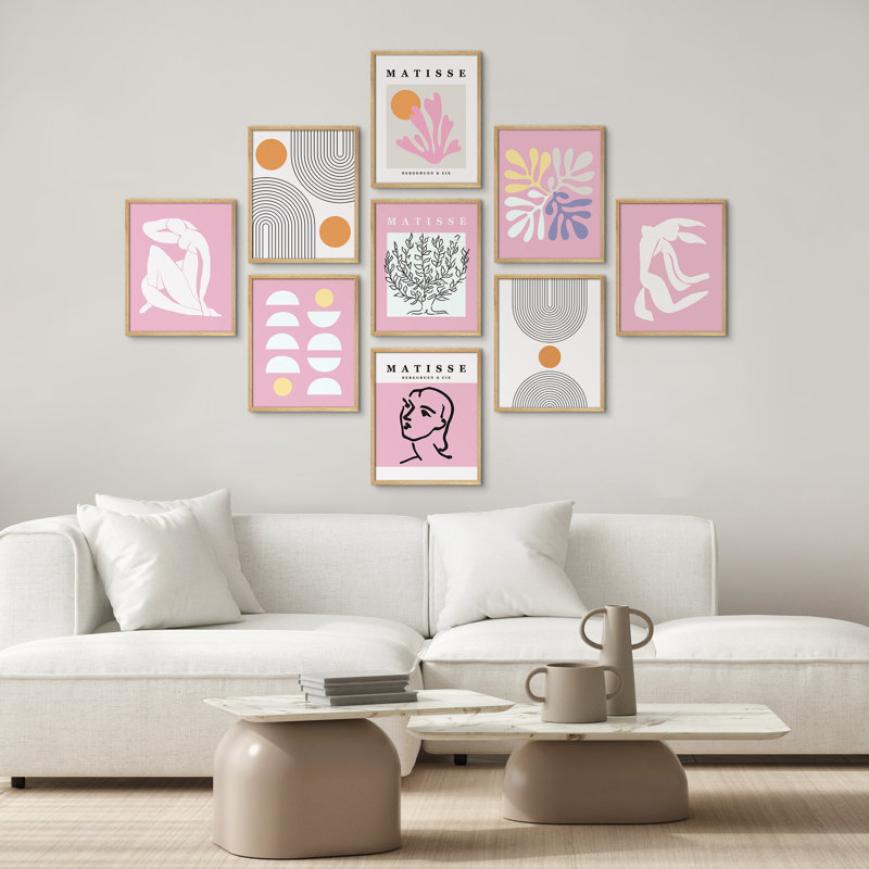 "Mid Century Modern Rose Matisse Boho, H 14 po x l 11 po, Naturel