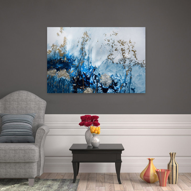 «Underwater - G doucement Drifting Abstract Fish Coastal Landscape», art mural, H 32 po x l 48 po