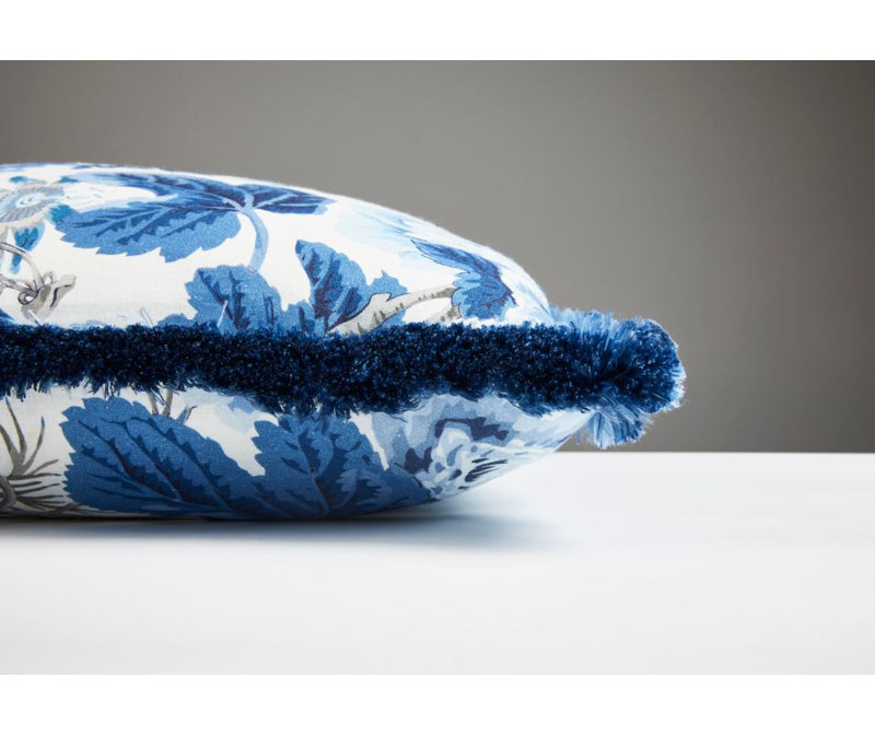 Housse et insert de coussin carré 100% lin Porcelain Highgrove, Porcelaine bleue