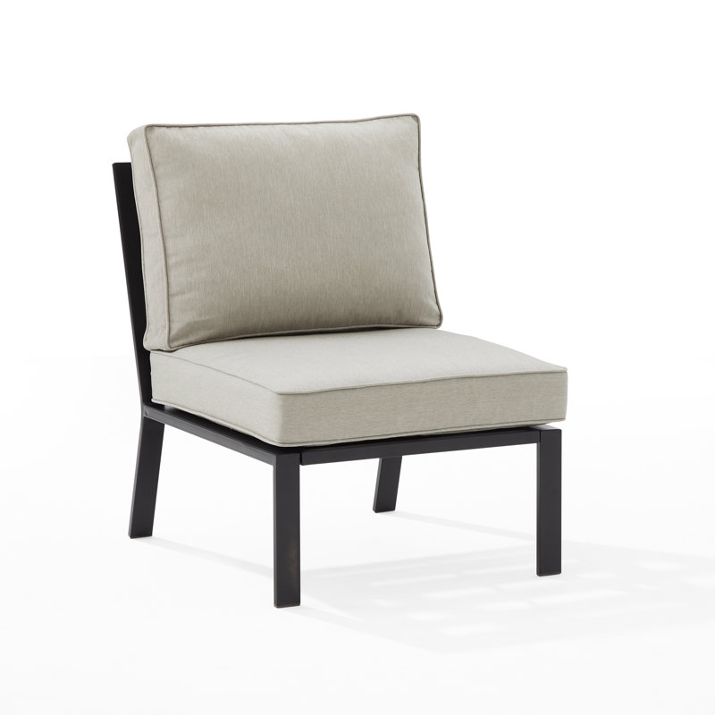 Chaise de patio en métal avec coussins Stillas, Taupe
