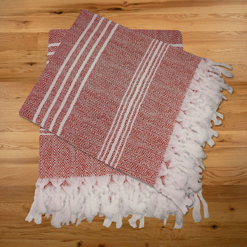 Serviette de plage Wadlington , Blanc/rouge