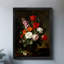 Reproduction encadrée noire rétro de diverses fleurs dans un vase, impressions sur toile de style rétro-1488834404
