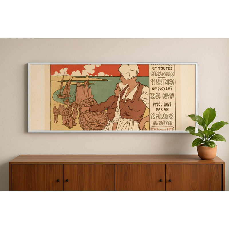 Amieux Freres Sardines 1900 - Belle Epoque, affiche rétro encadrée, H 22,5 po x l 62,5 po
