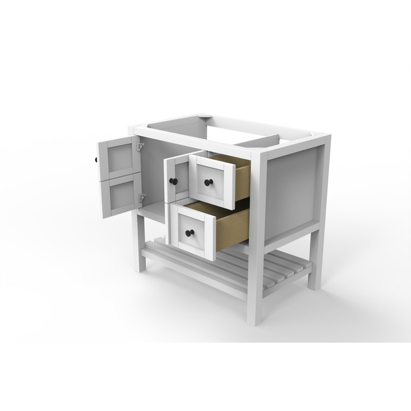 Base de meuble-lavabo simple 35 po Venice, Blanc / noir