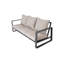 Canapé d'extérieur moderne en aluminium 3 places avec coussins beiges - Siège de patio gris foncé résistant aux intempéries