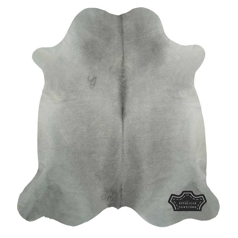 Très grand tapis en cuir de vache gris 6 pi x 8 pi - 100% cuir véritable - Accent bohème-luxe naturel