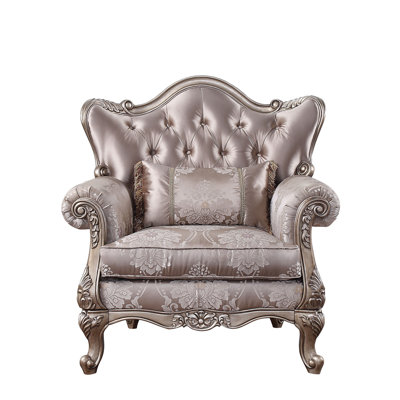 Chaise Jayceon en tissu et finition champagne avec coussin