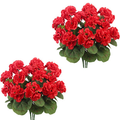 12 Pack Geranium Artificial Flowers for Outdoors, UV Resistant Realistic Faux Plants for Windows Box Front Door Garden Porch Planter Patio Balcony Yard Indoor Home Decor