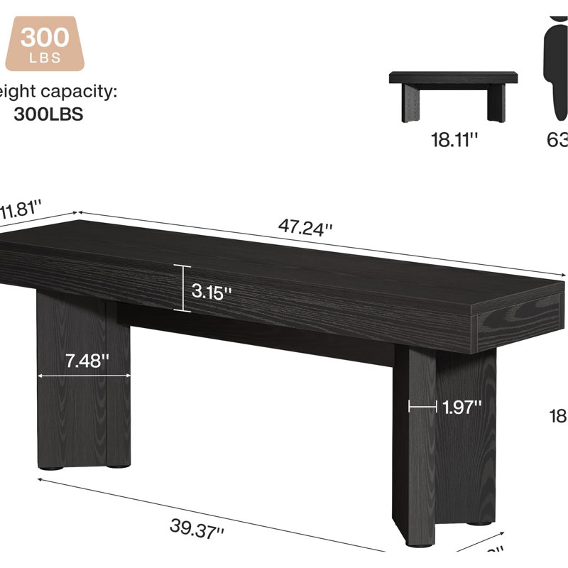 Banc rustique de conception triangulaire, 17,64 pouces de hauteur, pour le couloir et la salle à manger