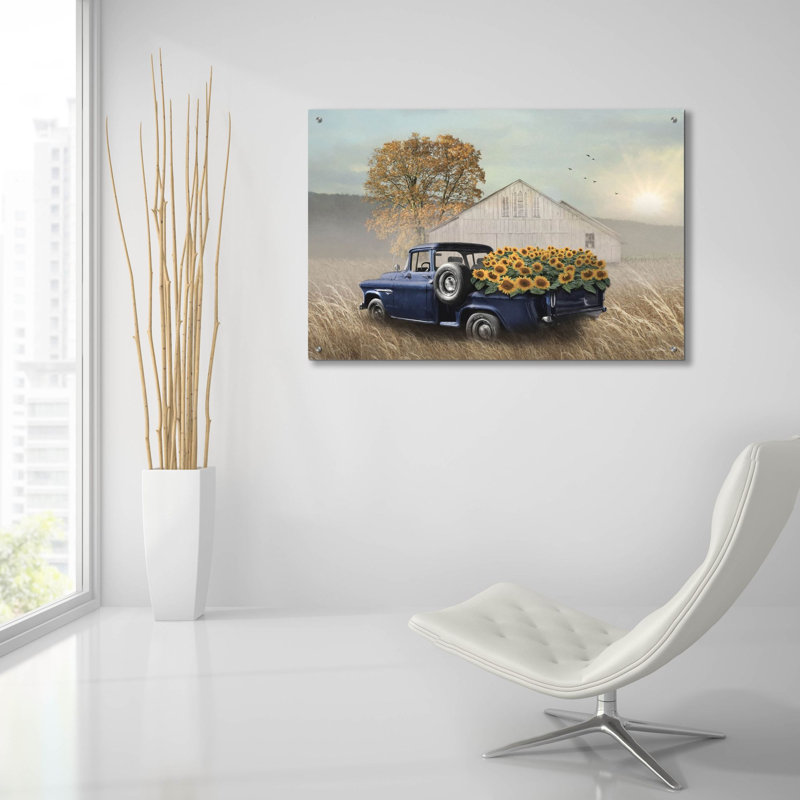 «Sunflower Harvest» par Lori Deiter, art mural en verre acrylique, H 24 po x l 36 po x P 0,2 po