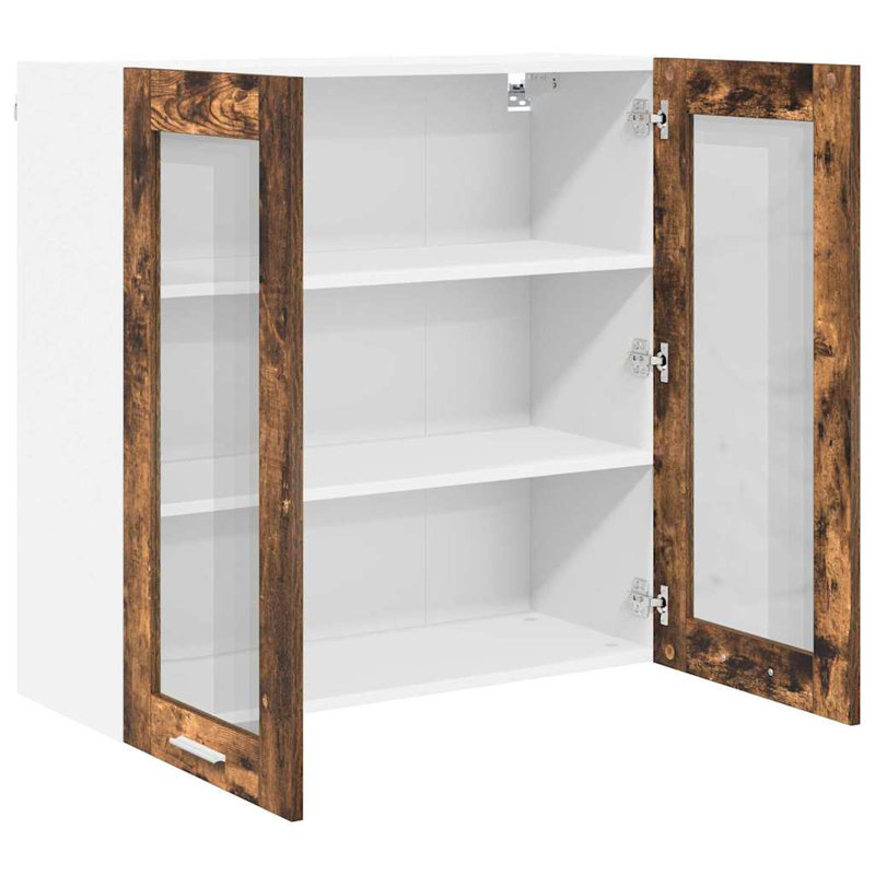 Vidaxl Hanging Cabinet With Storage Riga Grey Sonoma 60 X 31 X 80 Cm, 80cm H x 80cm W x 31cm D, Smoked Oak