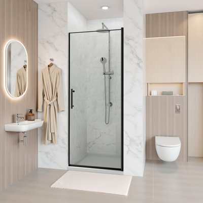 Porte de douche pivotante sans cadre l 30 po x H 72 po en verre trempé 1/4 po