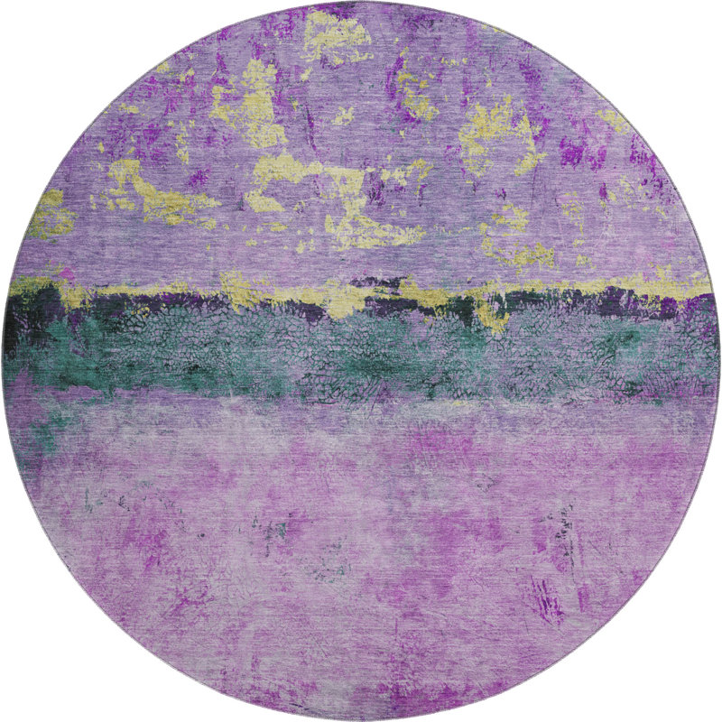 Premium Machine Washable Varroville AMF1716 Abstract Rug, Round 8'