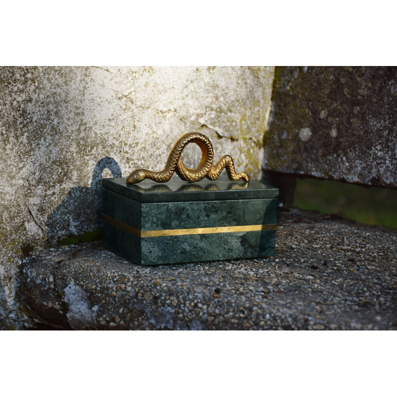 Green Marble and Metal Decorative Storage Box