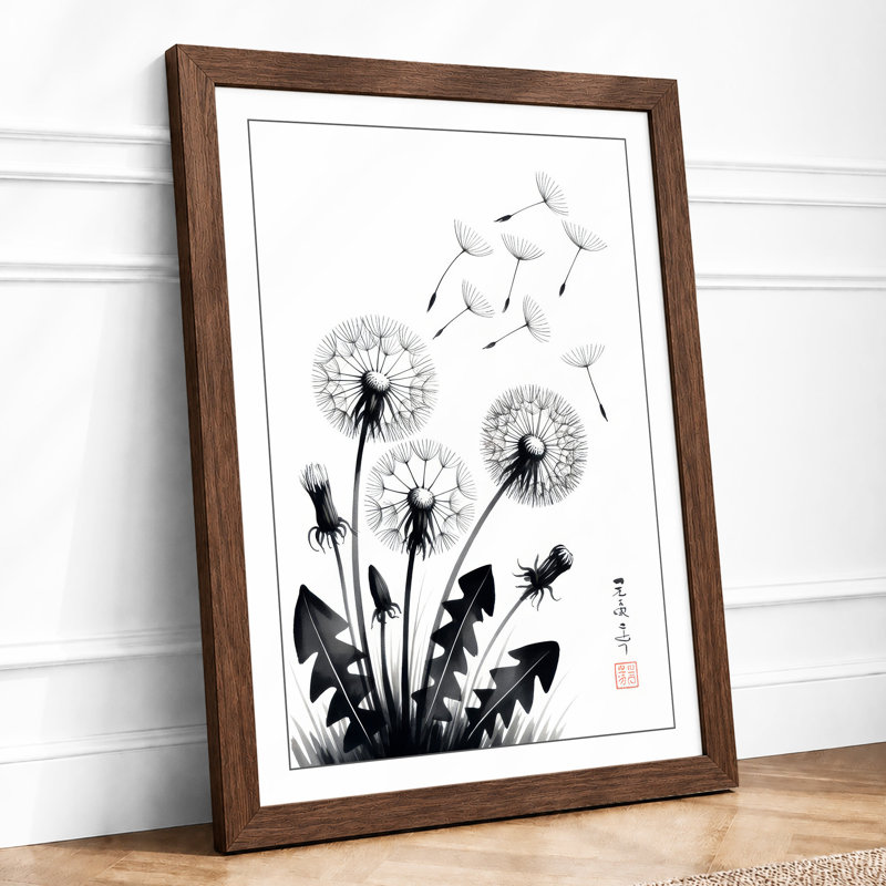 Dandelions In Dispersal Japandi - Print, Walnut, A4 - 29.7 x 21.0 cm
