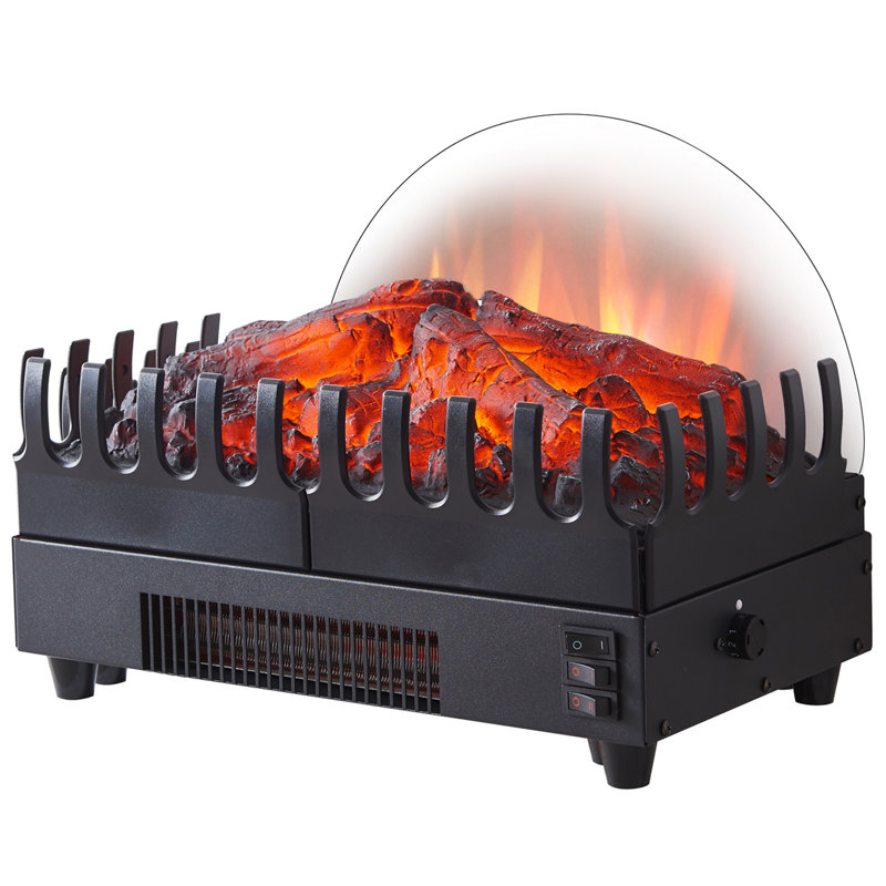 Electric Fireplace Log Heater, 16" Fireplace Inserts with Realistic Ember Bed, Thermostat, 750/1500W, Black