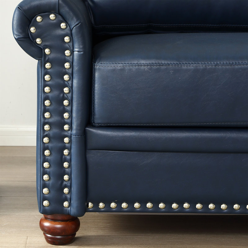 Salon Dode avec pieds en bois, Bleu marine