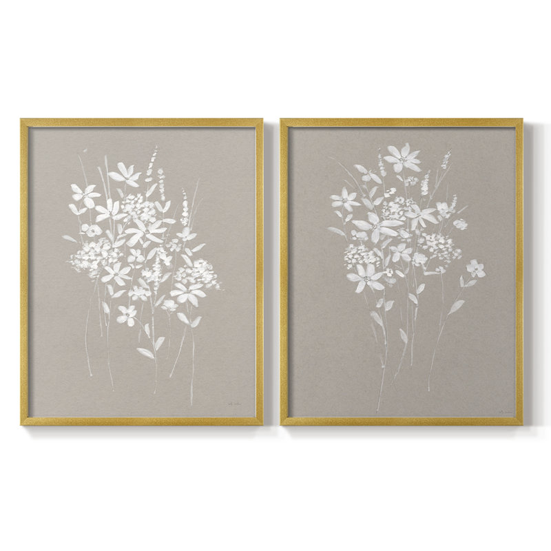 Impression encadrée délicate I-Premium de Botanicals - prête à être accrochée - aucun clou requis - aucun clou requis, Doré