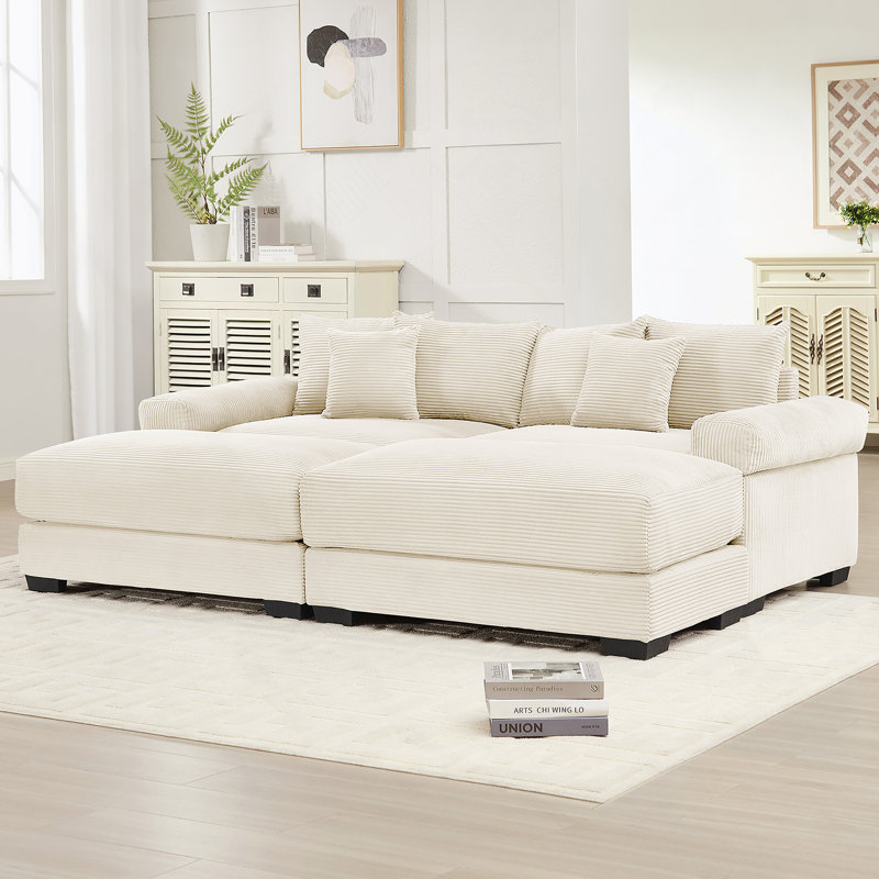 Canapé modulaire surdimensionné 82,6 po Cloud, Velours côtelé beige