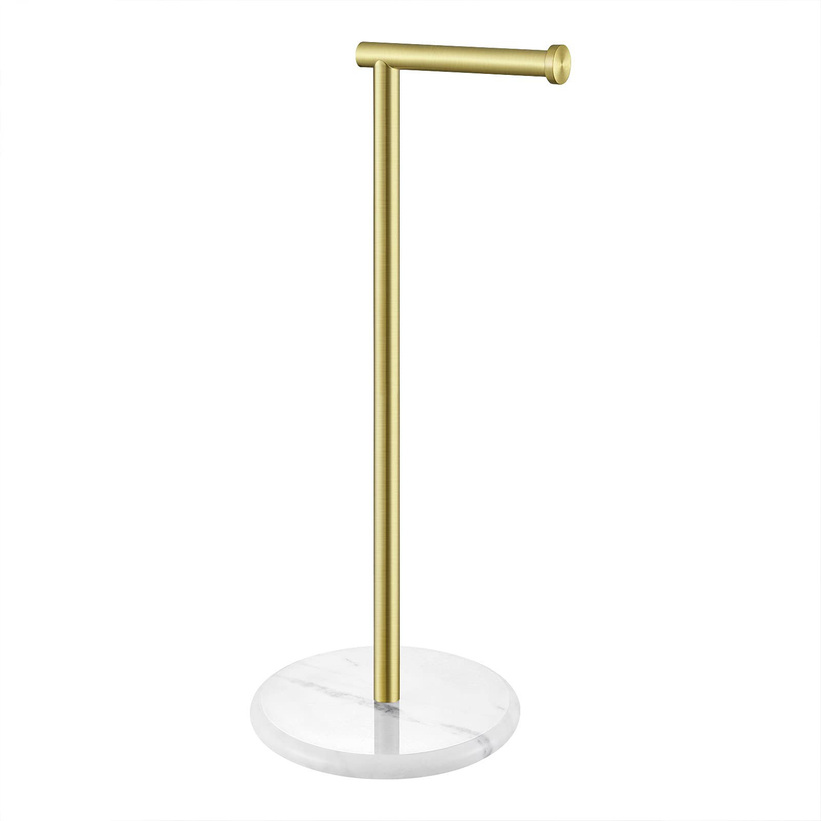 Freestanding Toilet Paper Holder with Marble Base in Brushed Finish