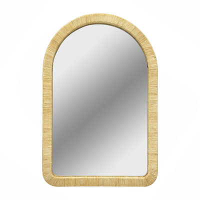 39.00x26.00x1.20" Natural Rattan Arched Wall Mirror