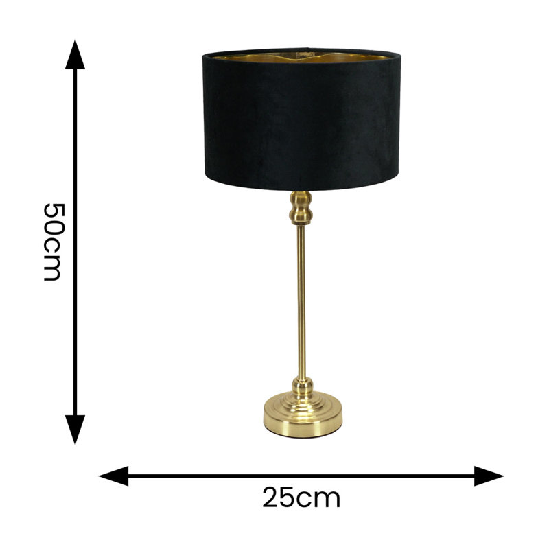 Agetina Metal Table Lamp, No, Gold Base/Black/Gold Shade