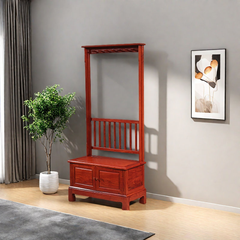Elegant Rosewood Coat Rack, Reddish Brown