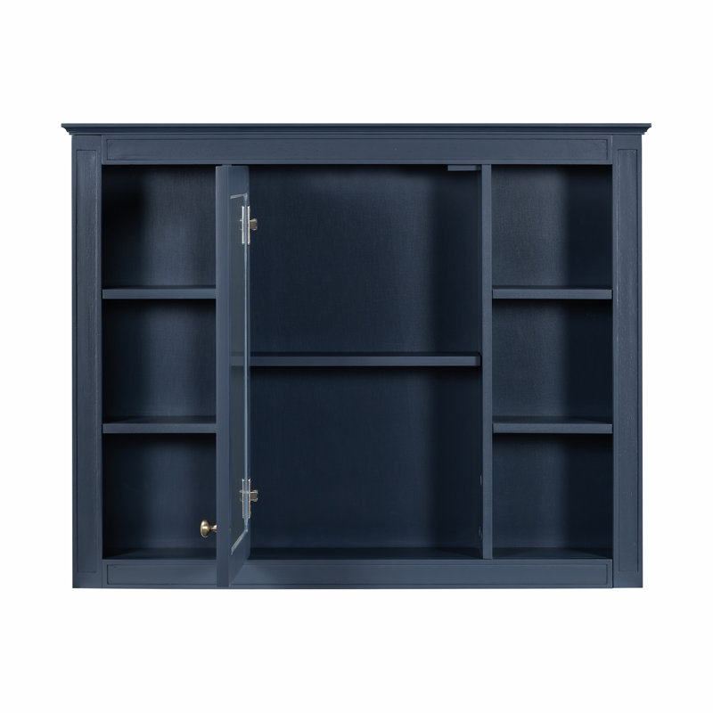 Meuble-lavabo 36 po avec armoire à pharmacie, Bleu / doré