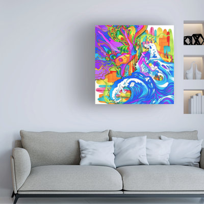 Wrapped Canvas Wall Art - Howie Green 'Moon Goddess & Mermaid' Wall Art for Living Room, Bedroom, or Office Décor  - 14x14