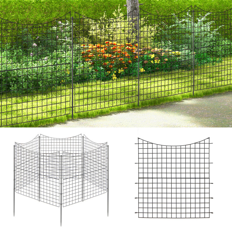 5 panneaux de clôture de jardin en métal antirouille