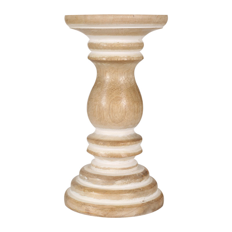 A1787N Holders Wood Tabletop Candlestick, 19cm H x 12cm W x 12cm D