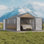 Abri de voiture en métal fermé pour toutes saisons - 10 x 20 pi, toit en acier vertical, remise de garage avec porte d'homme pour berline et VUS (gris)