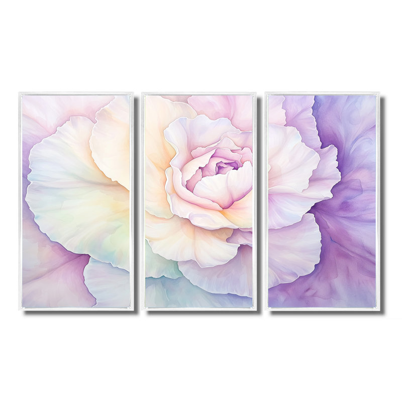 Addilee - ensemble d'illustrations murales œillets, 28" H x 36" W, Reproduction avec cadre flottant, Blanc