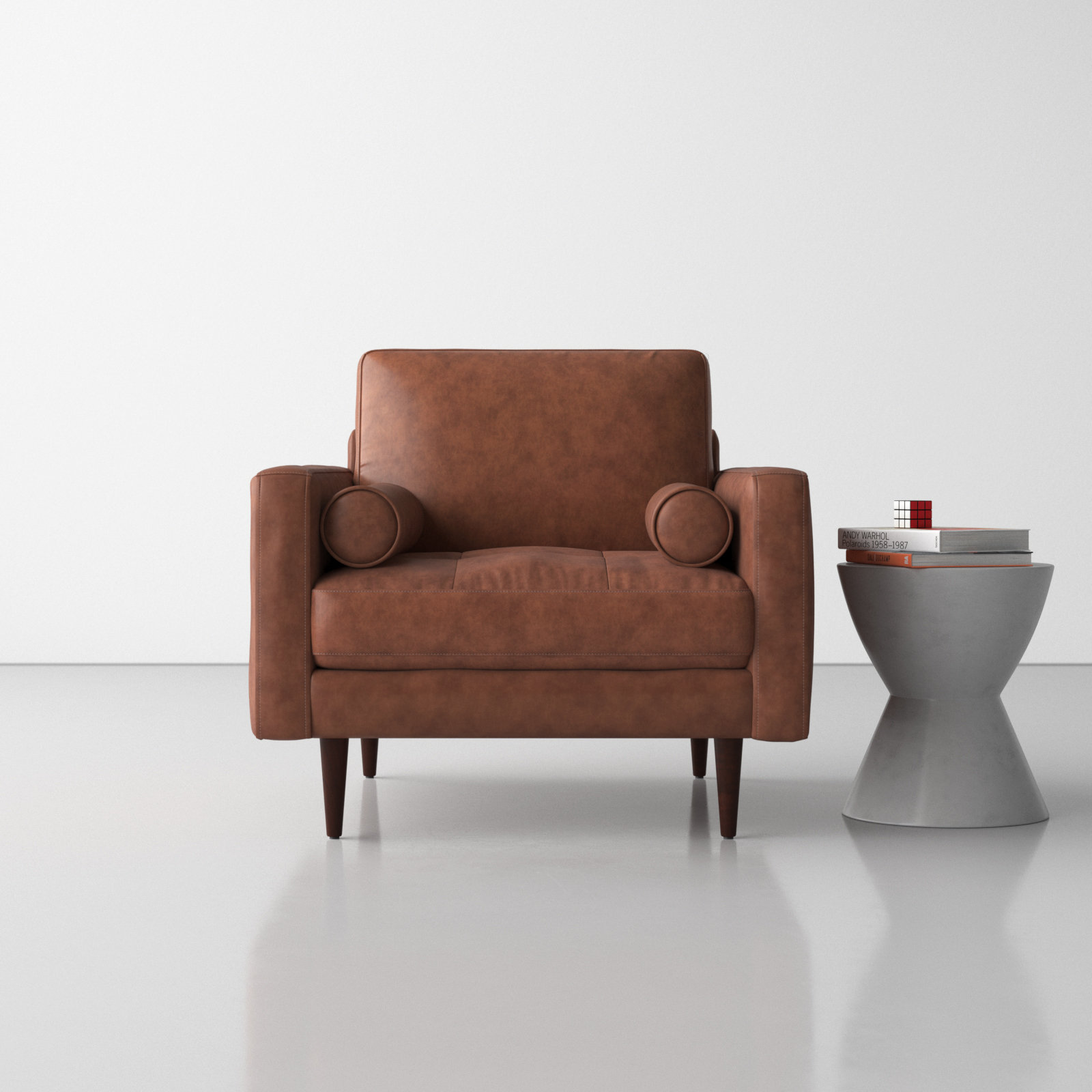 Arlo Genuine Leather Armchair, Vintage Brown Top Grain Genuine Leather