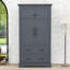 Armoire de cuisine autoportante classique à 4 portes avec plateaux coulissants, rangement spacieux et conception anti-basculement-1683900406