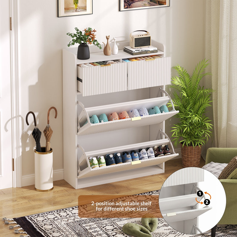 10 Pair Shoe Storage Cabinet, White